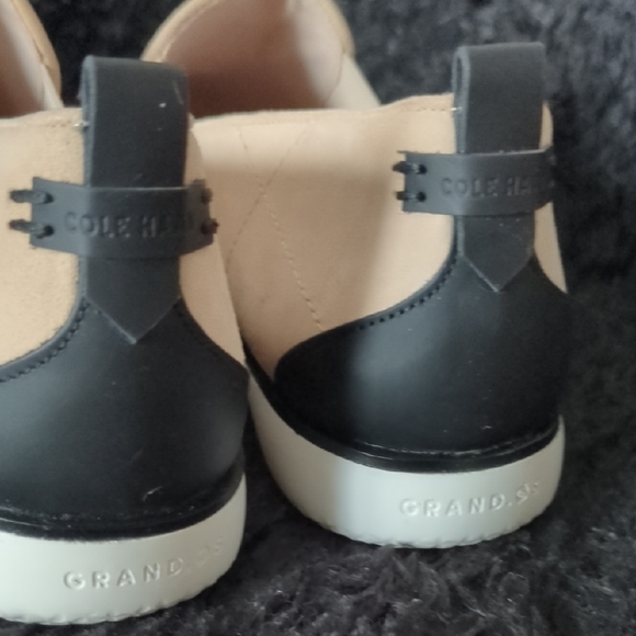 Cole Haan Beige and Black Quilted Loafers - Picture 6 of 8